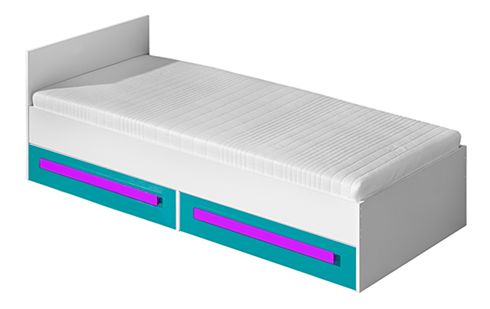 Jednolůžková postel 90 cm Gullia 11 (tyrkysová + fialová)