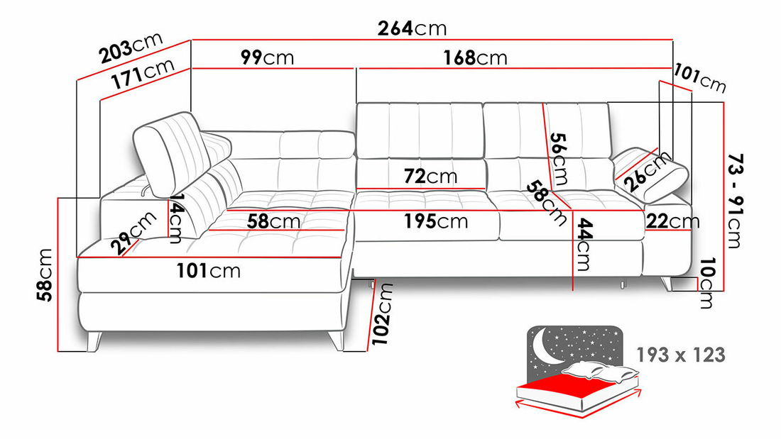 Rohová sedačka Evrona (L) (Magic Velvet 2227)