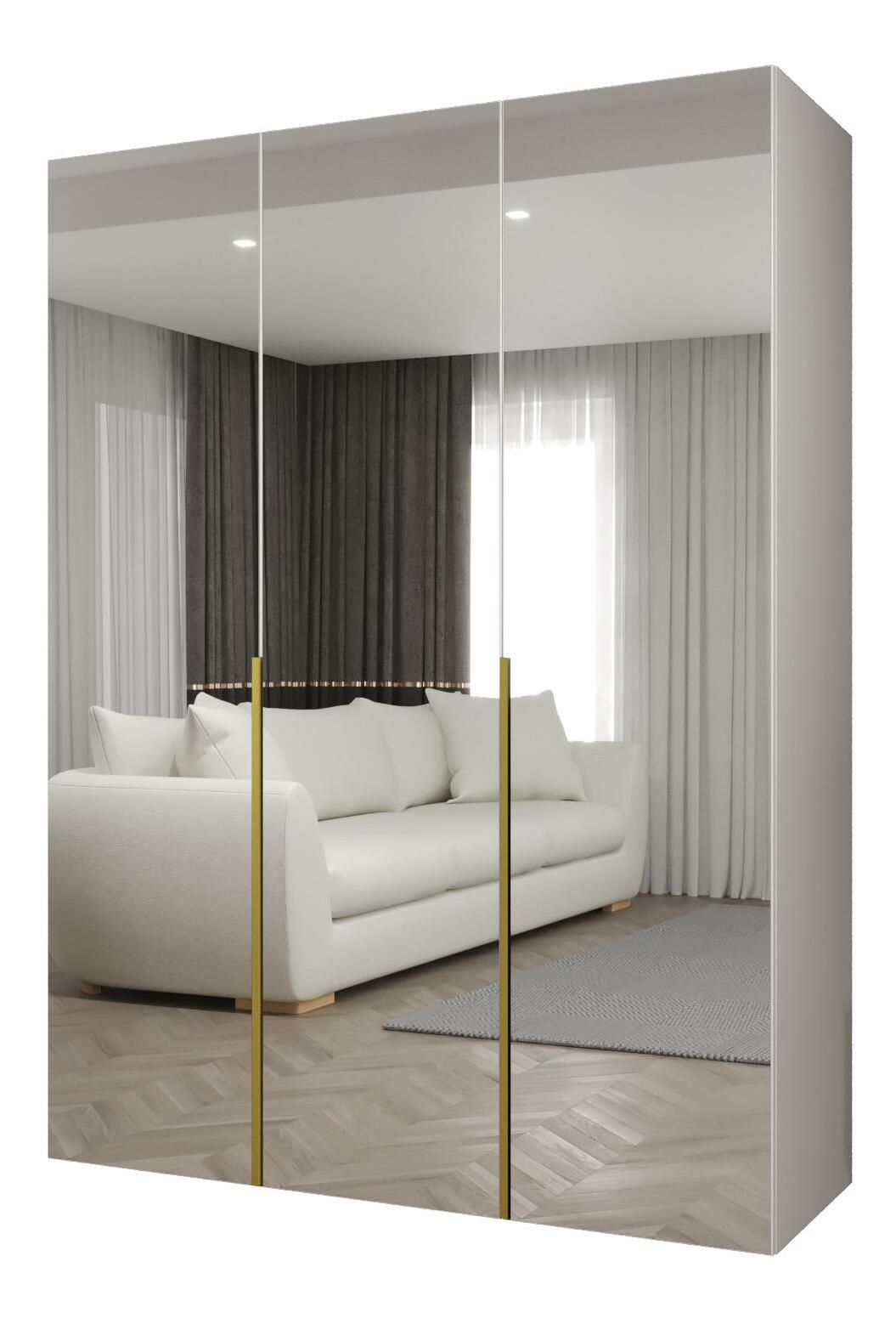 Šatní skříň 150 cm Alice 3 (bílá + zlatá)