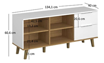 Komoda Nickole 2S/134 (bílá + dub kamenný)