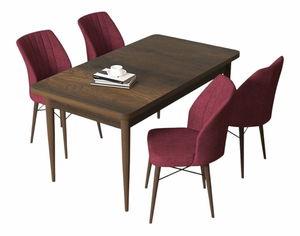 Jídelní set Arpo (ořech barokní + prašná růžová) (pro 4 osoby)