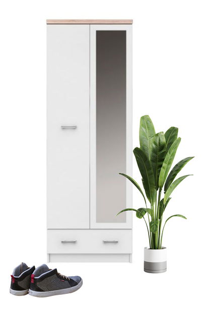 Šatní skříň Tianna 2d1s/60 (bílá)