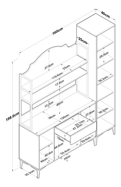 Set kuchyňských skříněk Jenaretta 49 (bílá + černá)