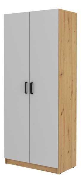 Policová skříň Mantela 2F (dub artisan + světle šedá)