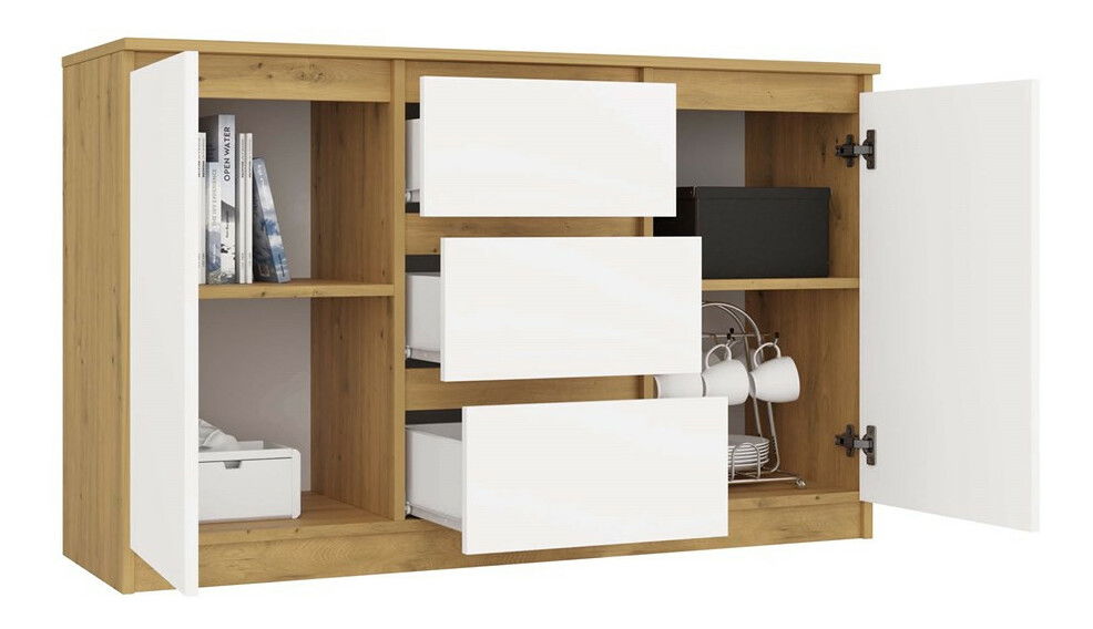 Komoda Musecalo 11 (dub artisan + bílá)