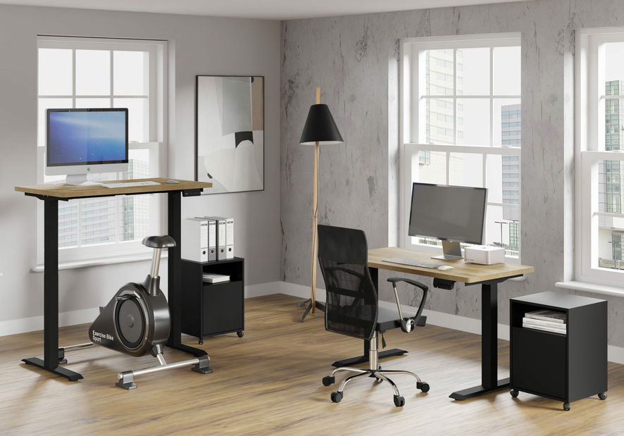 Elektrický PC stolek Natura 120 (dub + černá)