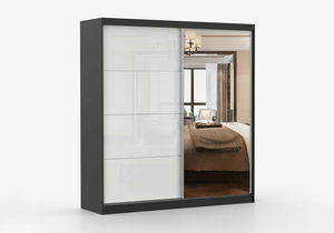 Šatní skříň Mebur 35 230 (černá + zrcátko + lesk bílý)