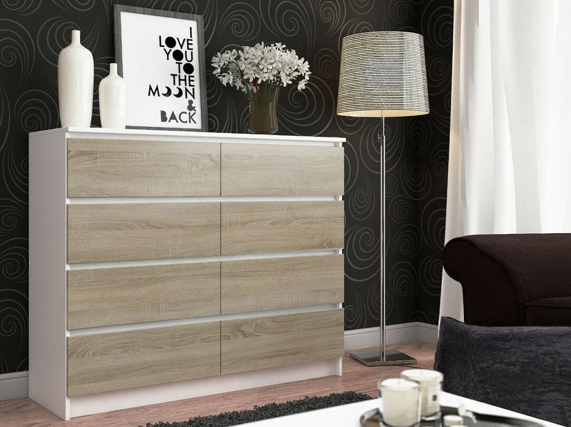 Komoda Kohen (bílá + dub sonoma)