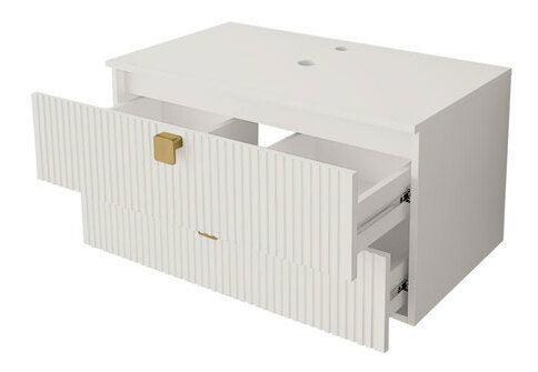 Skříňka pod umyvadlo Petralonas 01 (bílá + zlatá) (se sifonem)