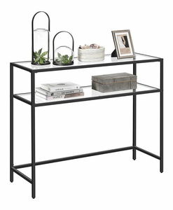 Konzolový stolek Byat 4 (černá + sklo)