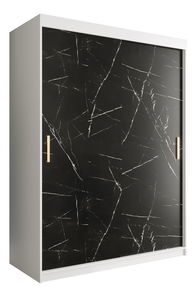 Šatní skříň 150 cm Marbelo T (matná bílá + černý mramor)