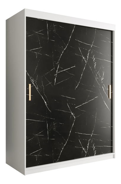 Šatní skříň 150 cm Marbelo T (matná bílá + černý mramor)