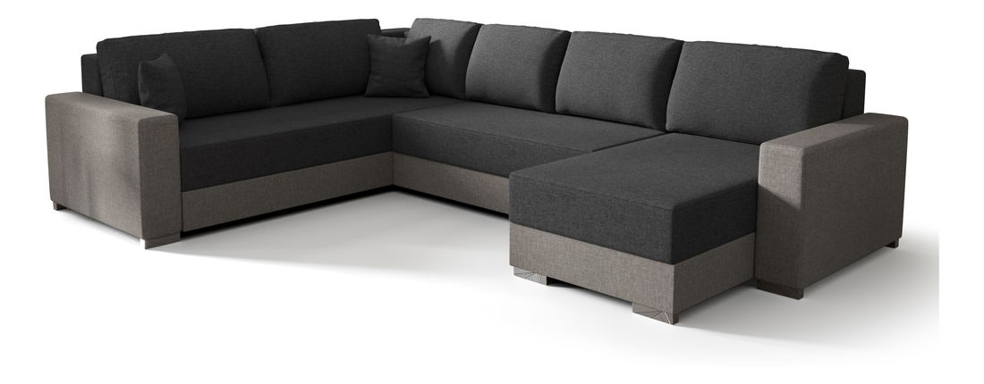 Rohová sedačka ve tvaru U- Pearle 3 (tmavě šedá + šedá) (L)