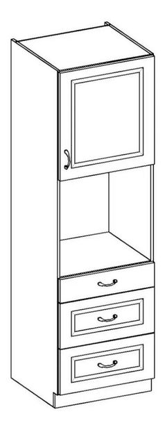 Potravinová kuchyňská skříňka na troubu Sheila 60 DPS 210 3S 1F (dub artisan + bilá)