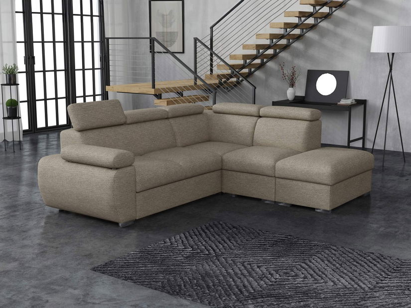 Rohová sedačka Gozo 2RR1P (světlohnědá) (s úl. prostorem) (P)