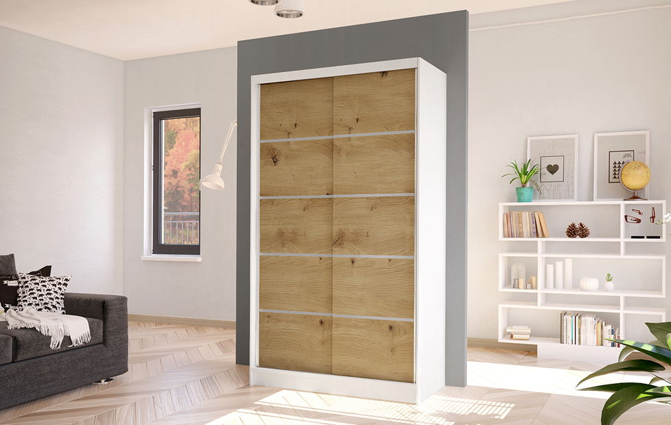 Šatní skříň Delana IV (bílá + dub artisan)