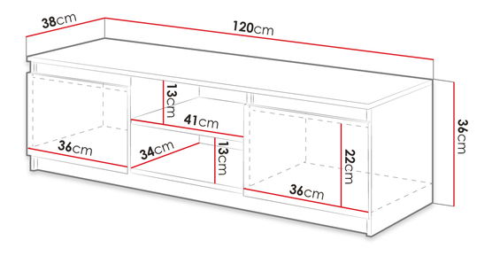 TV skříňka Zekazo (dub sonoma + bílá) (s bílým LED osvětlením)