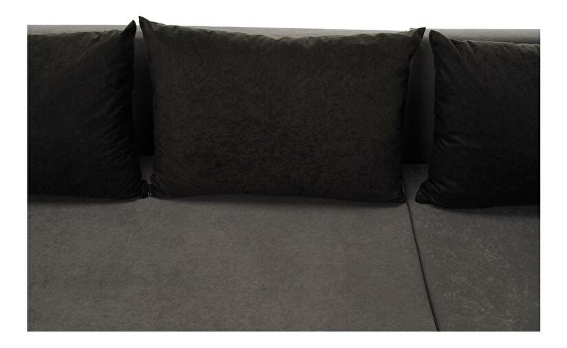 Rohová sedačka ve tvaru U Paulati (šedá + černá) (rozkládací s úl. prostorem)