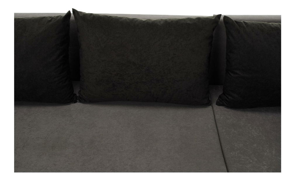 Rohová sedačka ve tvaru U Paulati (šedá + černá) (rozkládací s úl. prostorem)