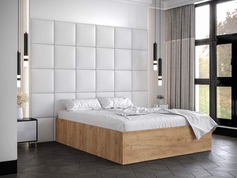 Manželská postel s čalouněným čelem 160 cm Brittany 3 (dub craft zlatý + bílá) (s roštem)