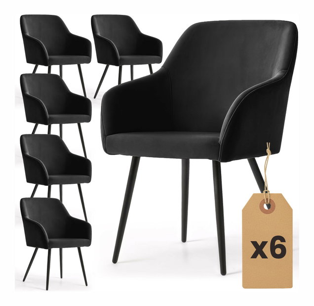 Set 6 ks jídelních židlí Exello (černá)