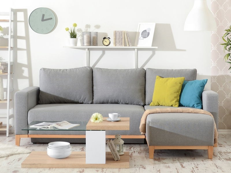 Rohová sedačka Salida (šedá + dub)