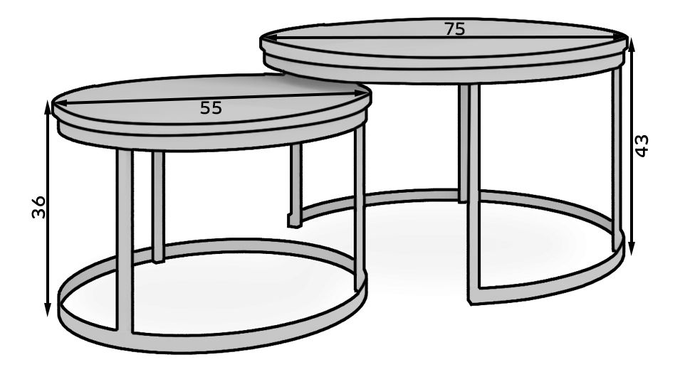 Set 2 ks. konferenčních stolků Otir (černá + dub sonoma)