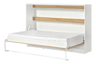 Sklápěcí postel 120 Perfecto II (bílá + dub + černá) (horizontální) (bez osvětlení)