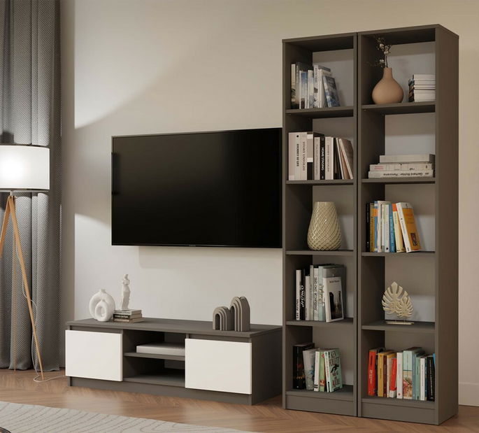 TV skříňka Musecalo 120 (antracit + bílá)