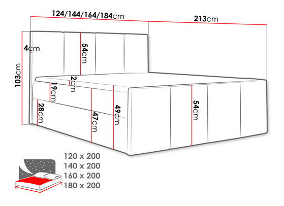 Manželská postel 180 cm Bridget (černá)