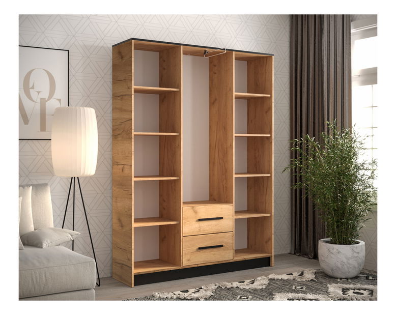 Šatní skříň 153 cm Marine 5 (dub craft zlatý + černá)