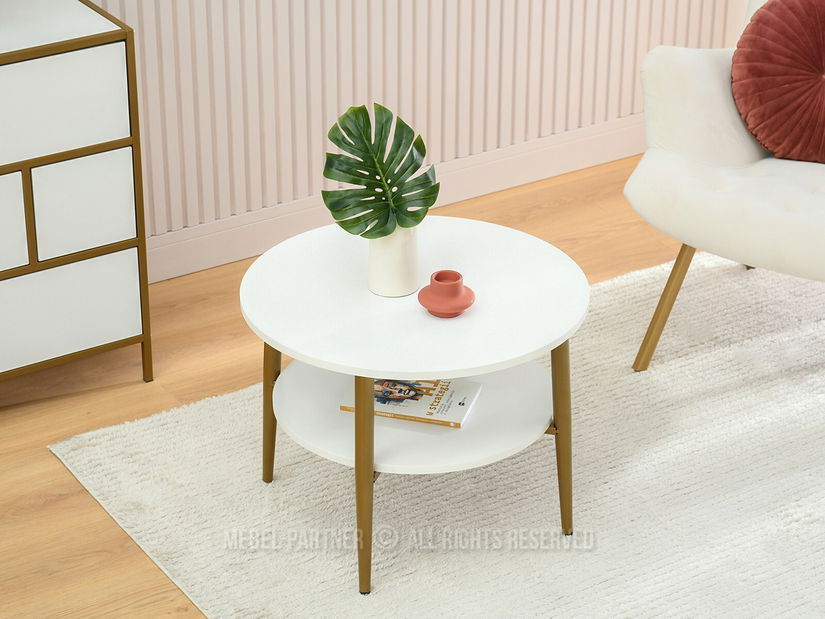 Konferenční stolek Randolf S (bílé dřevo + zlatá)