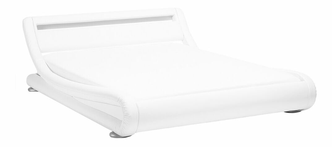 Manželská vodní postel 160 cm Anais (bílá ekokůže) (s roštem a matrací)