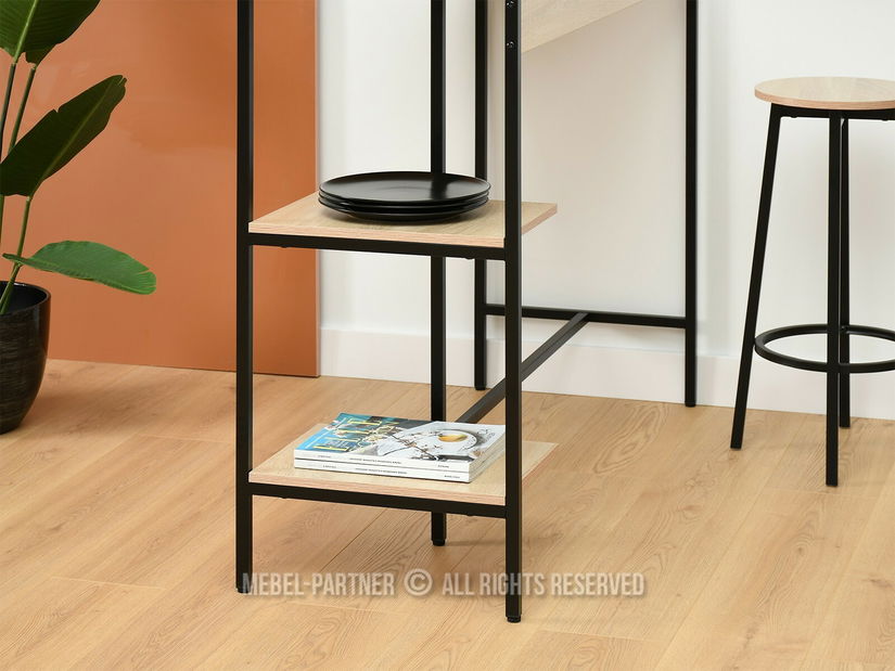 Barový set Everet (sonoma + černá) (pro 2 osoby)