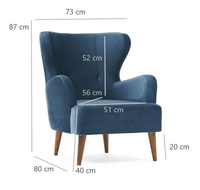 Křeslo ušák Kaveh 1 (modrá)