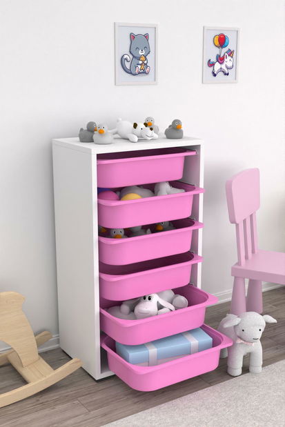 Organizér na hračky Dremonka 3 (bílá + růžová)