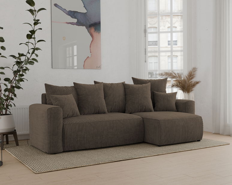 Rohová sedačka Denia (P) (tmavě hnědá)