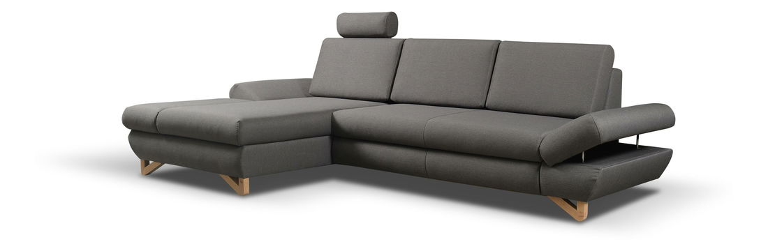 Rohová sedací souprava Aveley (tmavě šedá melírovaná) (L)