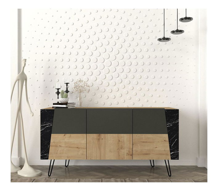 Konzolový stolek Mitovi (dub safírový + černá)