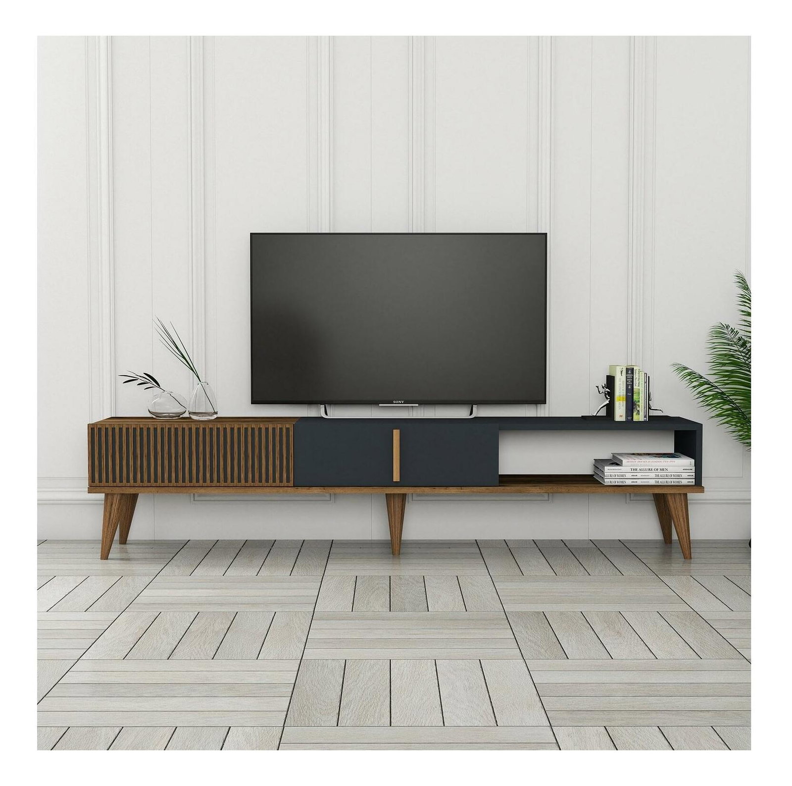 TV stolek/skříňka Tepeve (ořech + antracit)