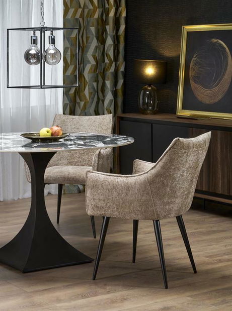 Jídelní stůl Lucius (modrý mramor + černá) (pro 8 a více osob)