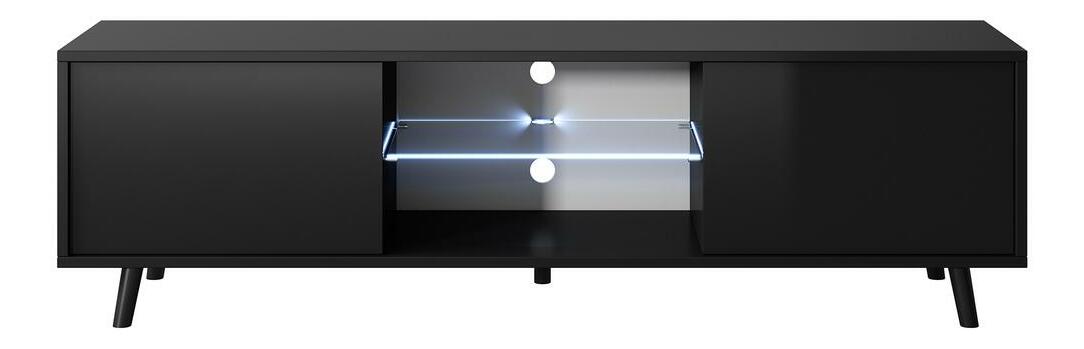 TV skříňka/stolek Leiros (s osvětlením) (černá)