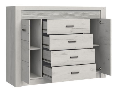 Kombinovaná komoda Nadenas N7 (jasan světlý) (osvětlení LED teplé bílé)