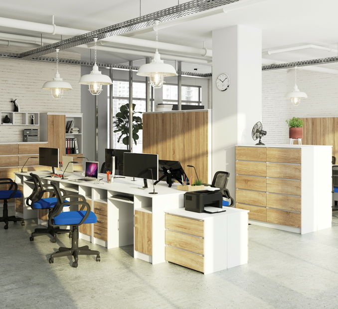 PC stolek Aziza (bílá + dub sonoma)