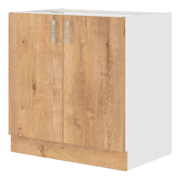 Dolní kuchyňská skříňka pod dřez Sylrona 80 ZL 2F BB (bílá + dub lefkas) *bazar