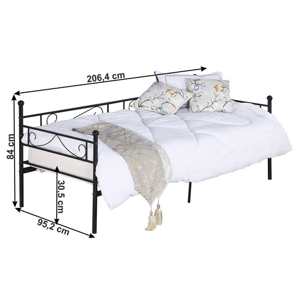 Jednolůžková postel 90 cm Rossa (s roštem) (černá)