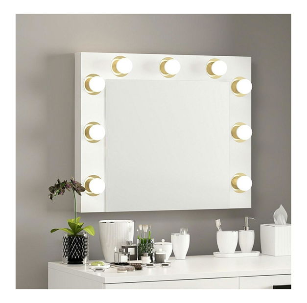 Kosmetické zrcadlo Kanabo (bílá) (s LED osvětlením)