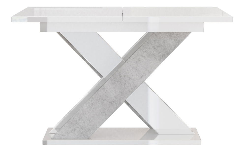 Jídelní stůl Xalin (lesk bílý + kámen) (pro 4 až 6 osob)