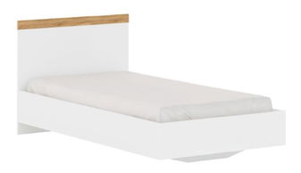 Jednolůžková postel 90 cm Vina (bílá + dub wotan) (bez roštu a matrace)