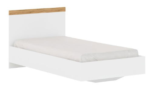 Jednolůžková postel 90 cm Vina (bílá + dub wotan) (bez roštu a matrace)